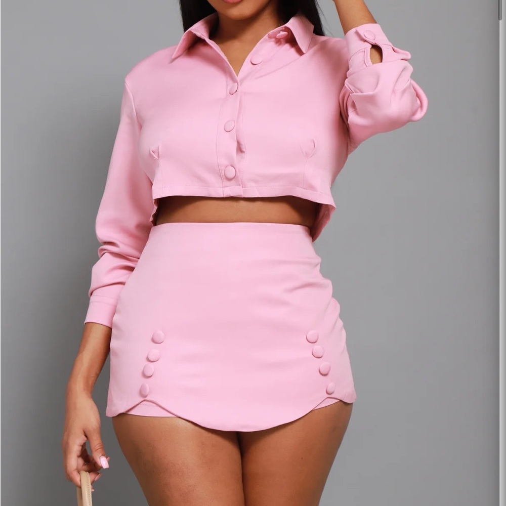 Chic Crop Blouse & Mini Skirt Set